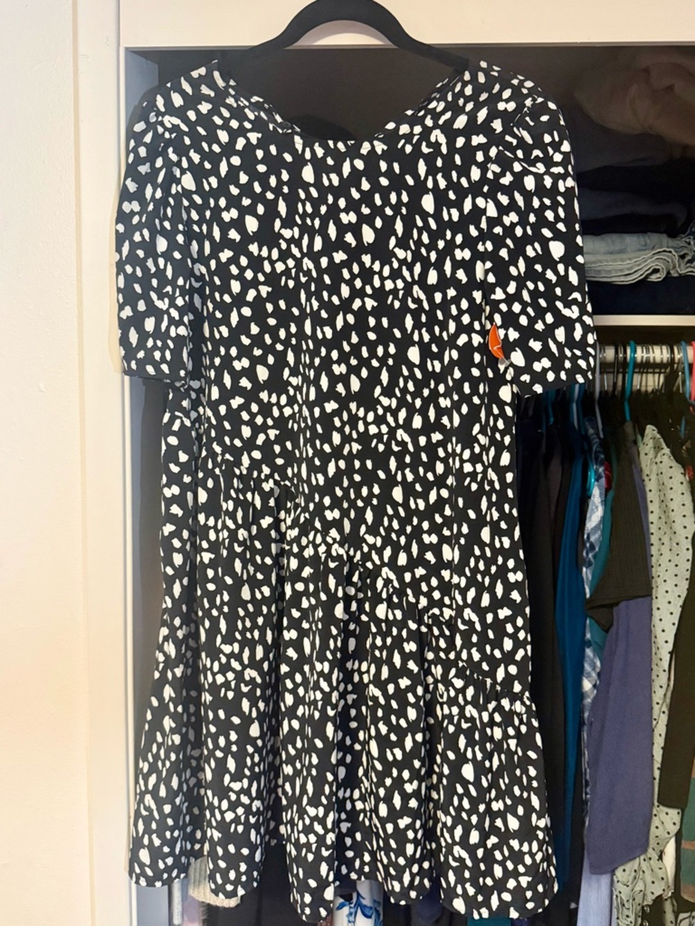 Black and White Dalmatian Print Short Sleeve Dress